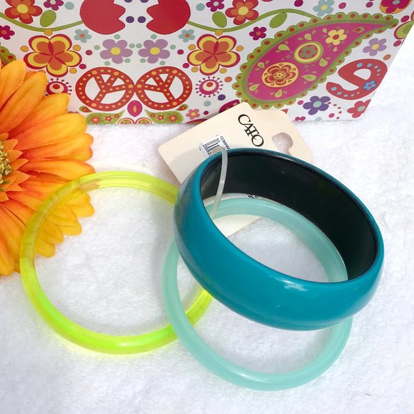 Cato Jewelry - Boho Stackable Bangle Bracelet Turquoise Set NWT